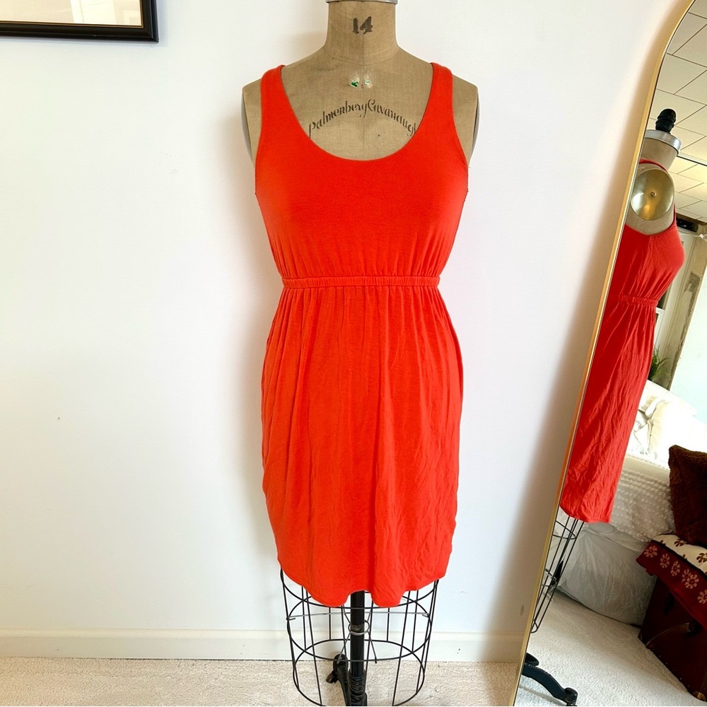 J. Crew Womens Modal Knit Coral Pink Orange Knee Length Summer Dress S